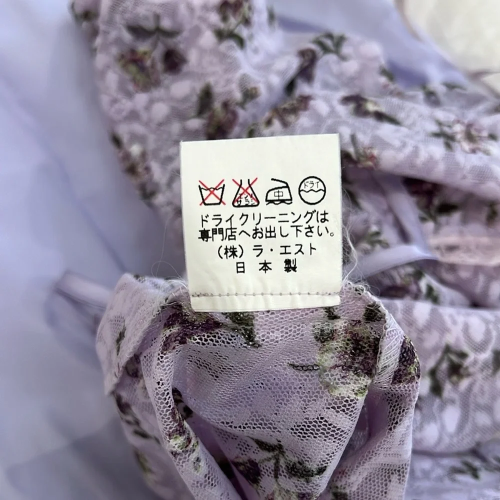 VINTAGE 90s Lavender Floral Babydoll Lace Mini Dress/ Woman/ Size 4 - Picture 4 of 10